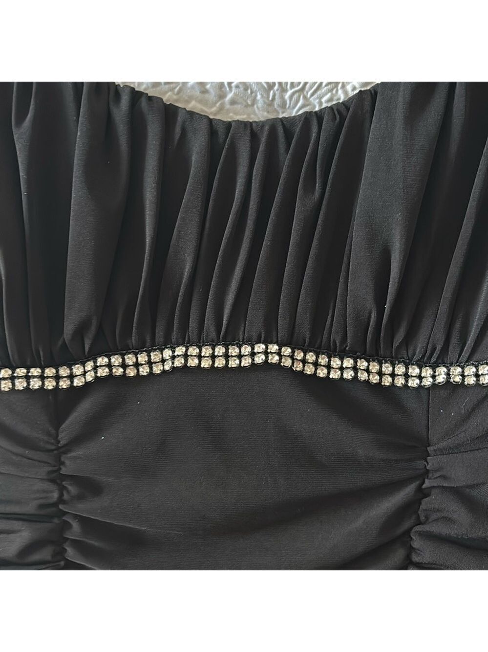 Ruby Rox Ruched Bodycon Rhinestone Spaghetti Strap Mini Dress - Picture 2 of 9